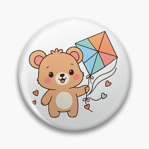 Item preview, Cute Bear Flying a Colorful Kite with Hearts designed and sold by ArtfulWeave.