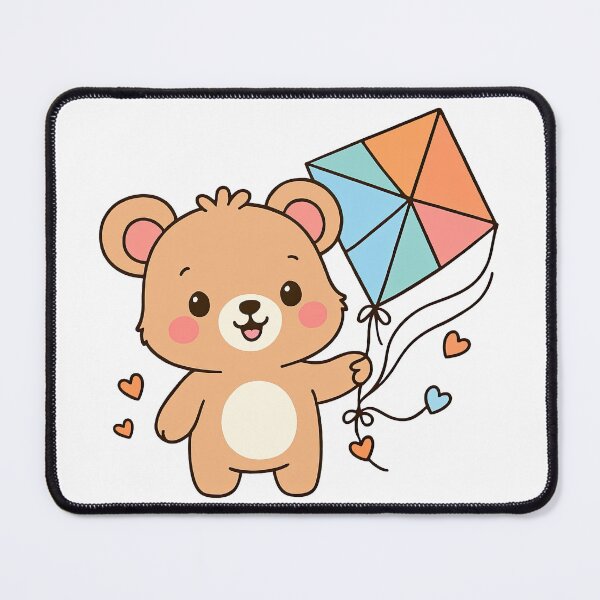 Item preview, Cute Bear Flying a Colorful Kite with Hearts designed and sold by ArtfulWeave.