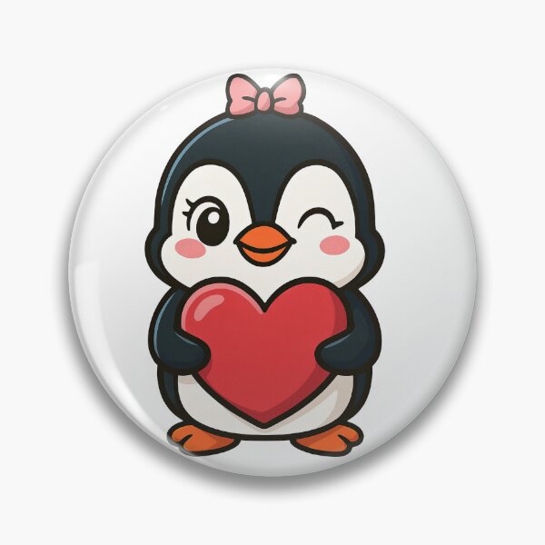 Item preview, Cute Penguin Holding Heart and Winking with Bow designed and sold by ArtfulWeave.