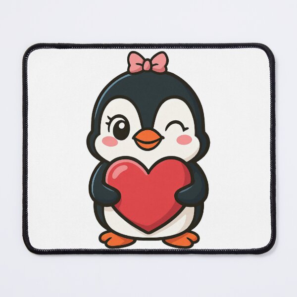 Item preview, Cute Penguin Holding Heart and Winking with Bow designed and sold by ArtfulWeave.