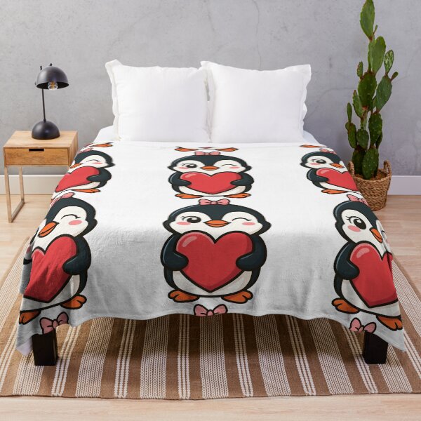 Item preview, Cute Penguin Holding Heart and Winking with Bow designed and sold by ArtfulWeave.