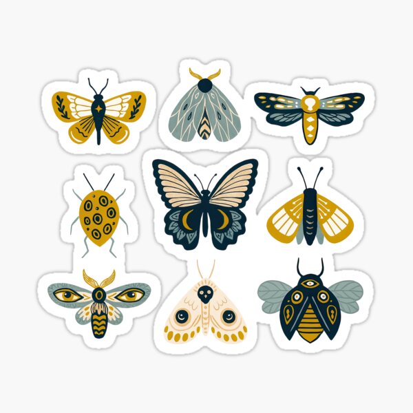 Item preview, Stylized Moths and Butterflies Collection in Retro Colors designed and sold by ArtfulWeave.