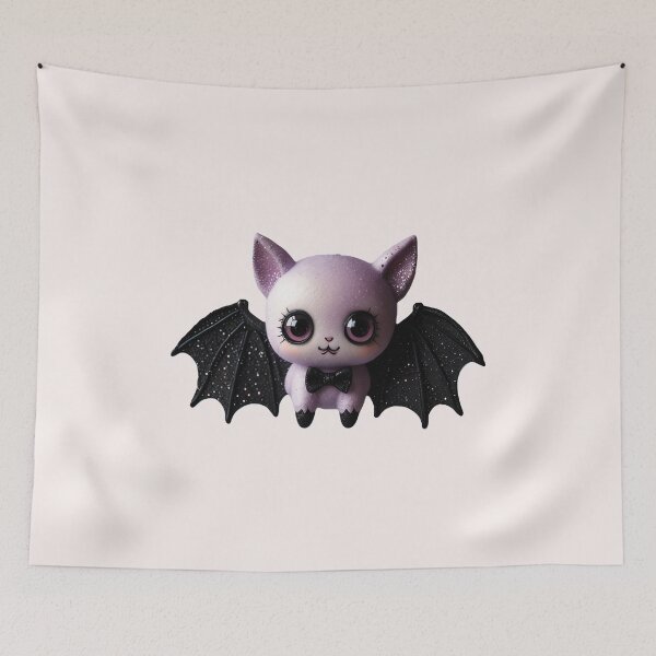 Item preview, Kawaii Bat Cat – Cute Gothic Vampire Creature with Glitter Wings designed and sold by Shiwwa.