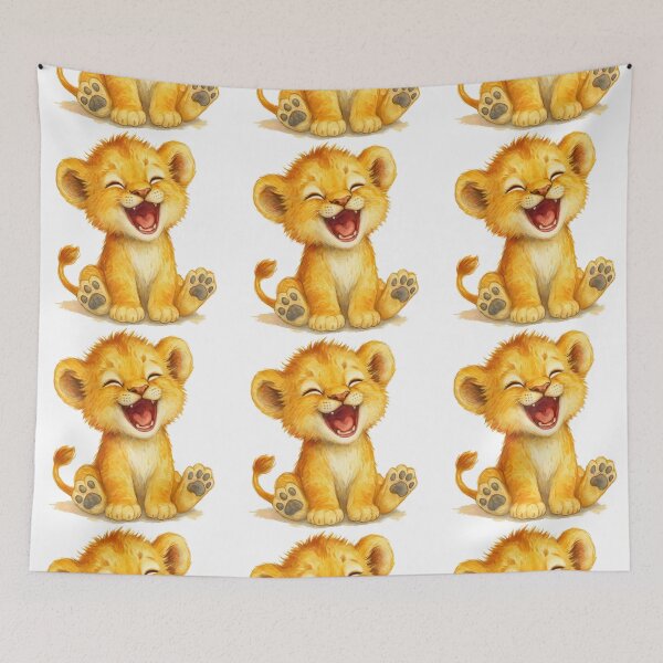 Item preview, Adorable Laughing Baby Lion Cub in Watercolor Style designed and sold by ArtfulWeave.