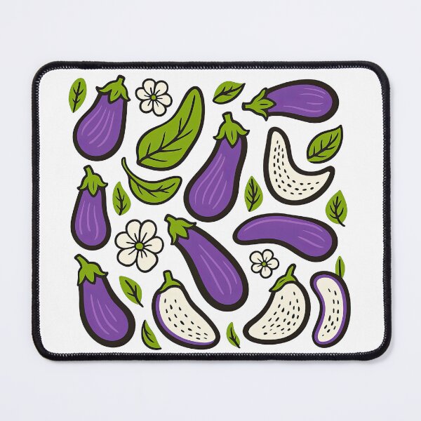 Item preview, Colorful Eggplant and Leaves Pattern with Flowers designed and sold by ArtfulWeave.