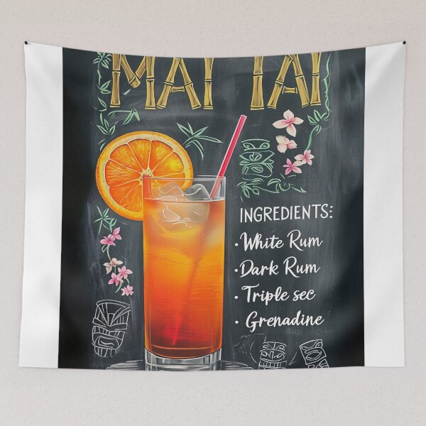 Item preview, Mai Tai Cocktail Recipe Chalkboard Art designed and sold by paulrommer.