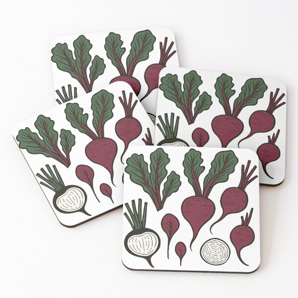 Item preview, Root Vegetable Beets Pattern with Leaves and Slices designed and sold by ArtfulWeave.