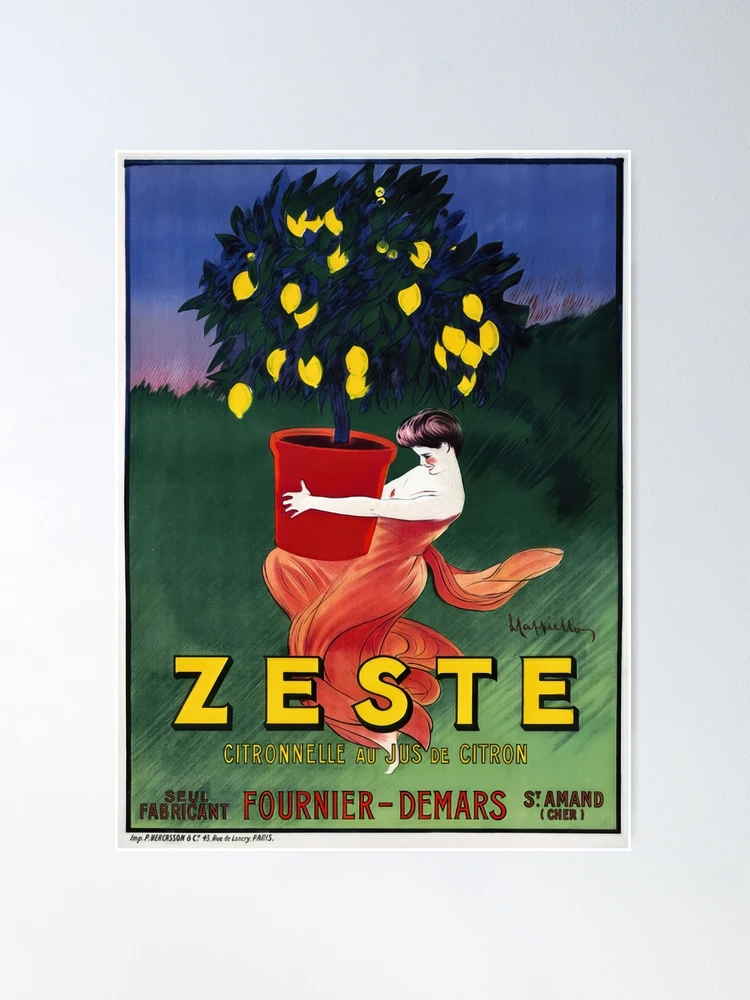 Zeste Poster by Cappiello, 1906 | Vintage French Lemon Ad | Retro