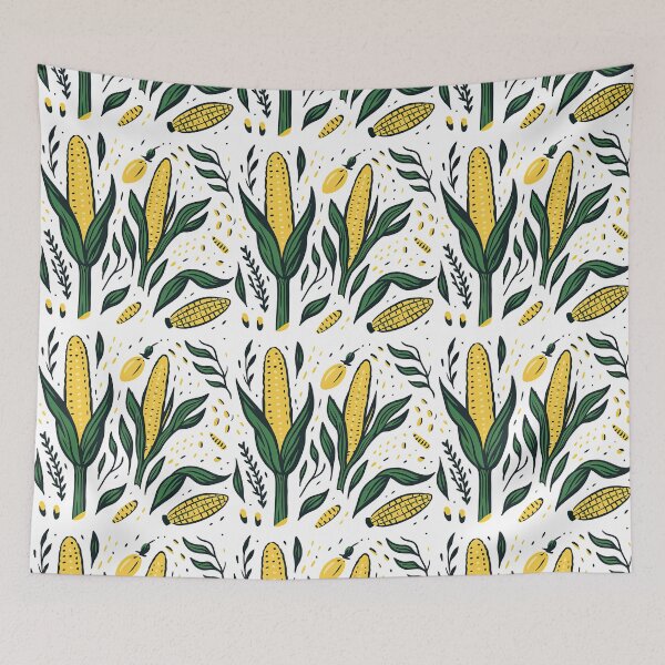 Item preview, Corn Plant Pattern with Leaves, Kernels, and Cobs designed and sold by ArtfulWeave.