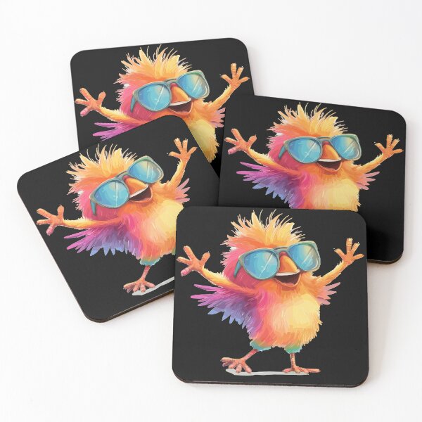 Item preview, Vibrant Rainbow Bird With Sunglasses – Fun Summer Cartoon Chick Illustration designed and sold by Daagath.