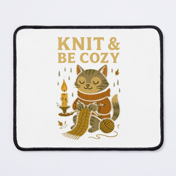 Item preview, Purr & Pearl: Candlelight Knitting Cat designed and sold by inkNext.