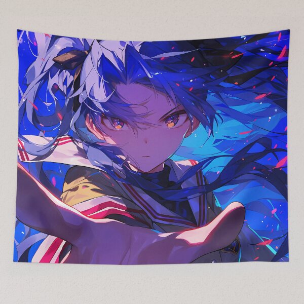 Item preview, Fujibayashi Kyou Clannad Misaka Mikoto Railgun Anime Intense Gaze Electric Blue Reach Action designed and sold by bolleykoldl.