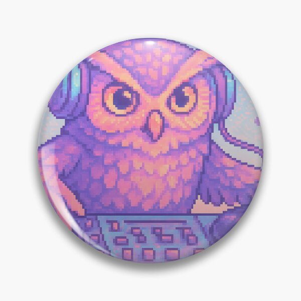 Artikelvorschau, Pixel DJ Eule mit Kopfhörern entworfen und verkauft von SassyArtistry.