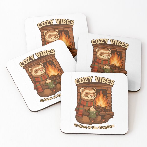 Item preview, Cozy Fireplace Ferret – Holiday Warmcore Vibes designed and sold by inkNext.