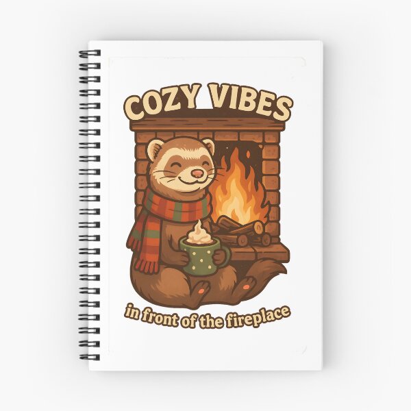 Item preview, Cozy Fireplace Ferret – Holiday Warmcore Vibes designed and sold by inkNext.