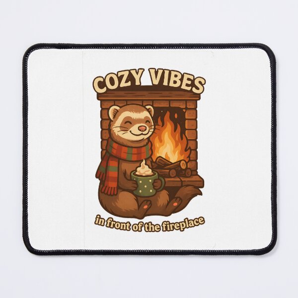 Item preview, Cozy Fireplace Ferret – Holiday Warmcore Vibes designed and sold by inkNext.