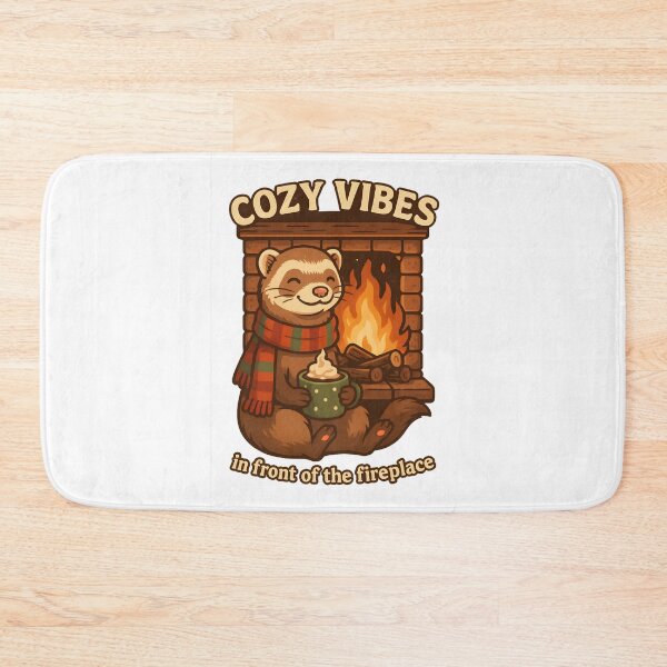 Item preview, Cozy Fireplace Ferret – Holiday Warmcore Vibes designed and sold by inkNext.