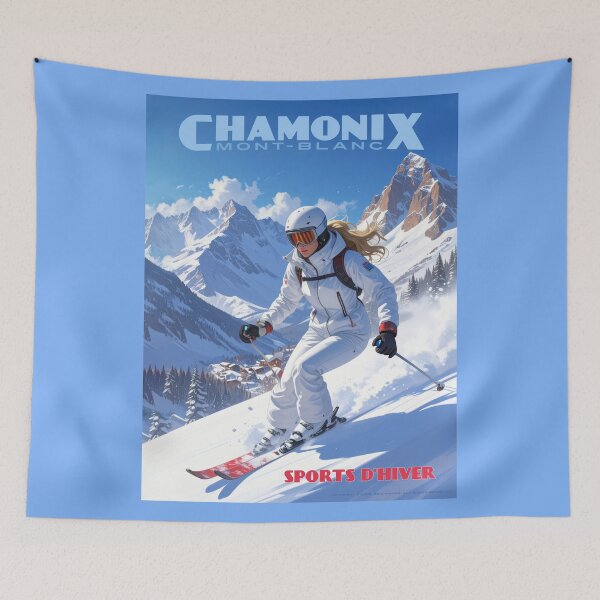Item preview, Chamonix Mont-Blanc Ski Poster designed and sold by travelwitheric.