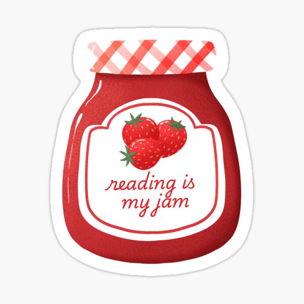 Item preview, reading is my jam bookish sticker designed and sold by libbymercer.