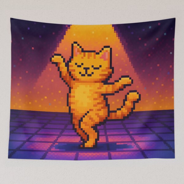 Item preview,  Dancing Pixel Cat Ginger Under Spotlight designed and sold by SassyArtistry.