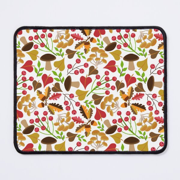 Item preview, Red berries, acorns, colorful autumn leaves, mushrooms, white background. Seamless floral pattern-145. designed and sold by Natalya Alexandrou.
