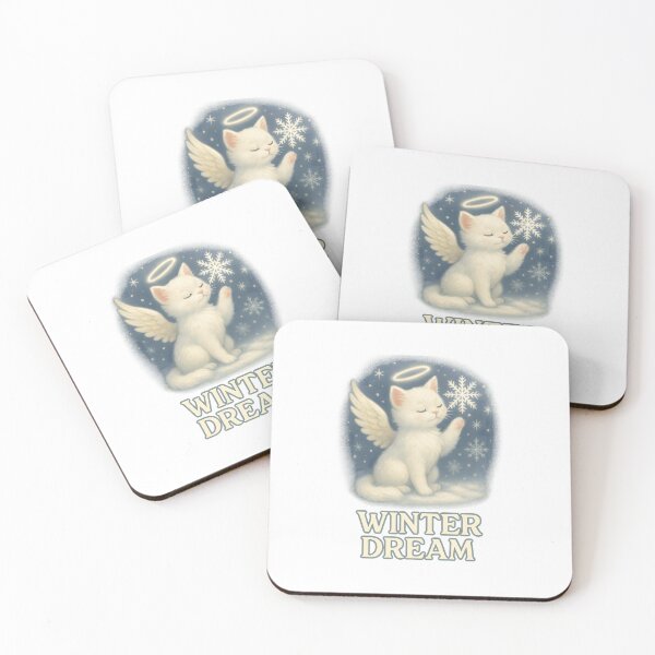 Item preview, Snowflake Whispers: Angel Cat in Winter Dreamscape designed and sold by inkNext.