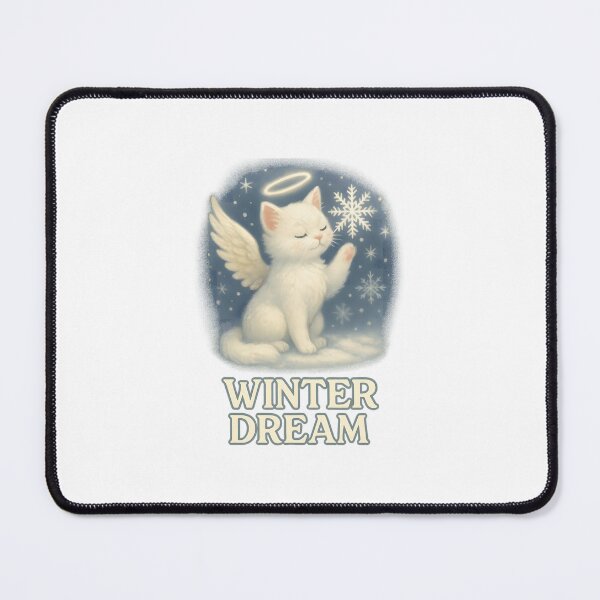 Item preview, Snowflake Whispers: Angel Cat in Winter Dreamscape designed and sold by inkNext.