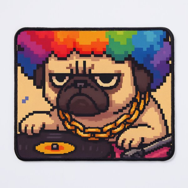 Item preview, Grumpy Pug DJ in Rainbow Afro designed and sold by SassyArtistry.