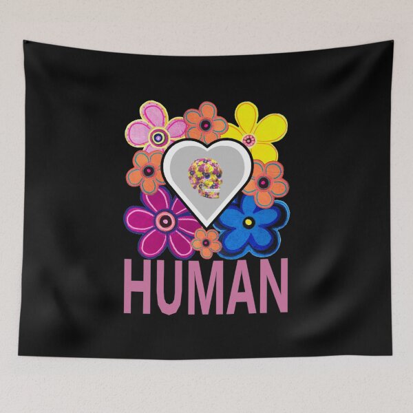 Item preview, Skull Human and Bright Abstract Flowers designed and sold by kel72.