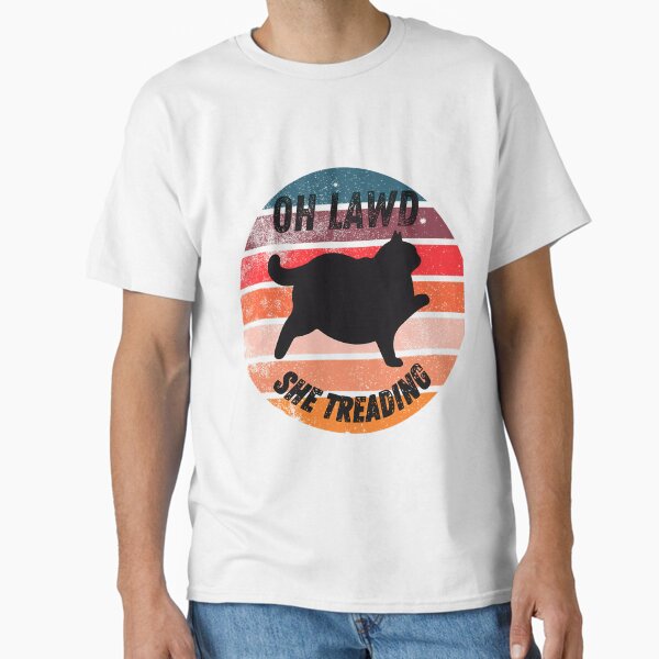 Item preview, Oh Lawd She Treading Fat Cat Retro Sunset Meme Gift For Internet Fans designed and sold by JosephMclinden.