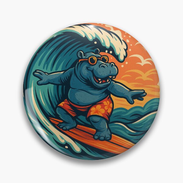 Item preview, Cool surfing hippo designed and sold by jonneyboy99.