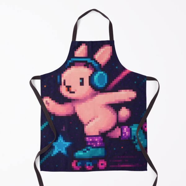 Item preview, Cute Pixel Pink Bunny Roller Skating with Headphones designed and sold by SassyArtistry.