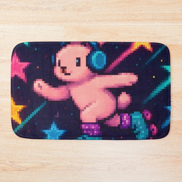 Item preview,  Cute Pixel Pink Bunny Roller Skating with Headphones designed and sold by SassyArtistry.