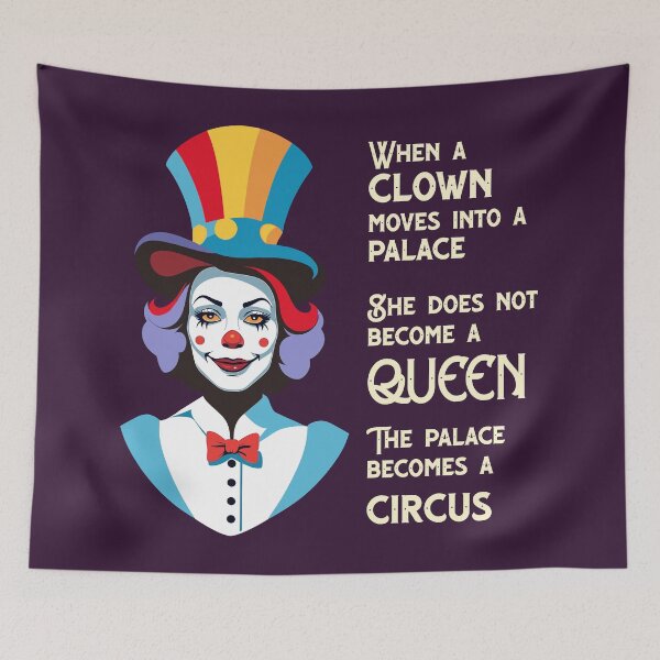 Item preview, Clown Woman in the Palace - Satirical Circus | Yellow Font designed and sold by FocusChillax.