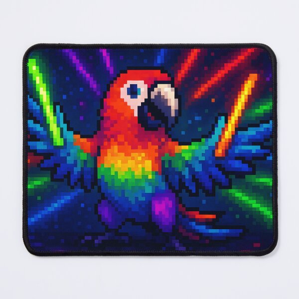 Item preview, Rainbow Parrot Dancing with Glow Sticks Pixel Art designed and sold by SassyArtistry.