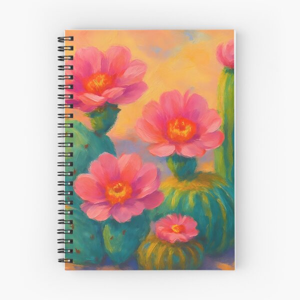 Item preview, Desert Bloom Delight – Colorful Cactus with Pink Flowers, Pastel Oil Painting designed and sold by Nalinthip.