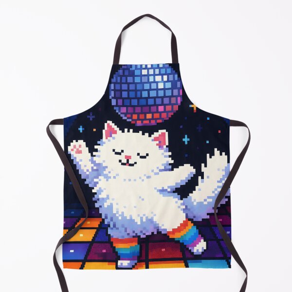 Item preview, Dancing White Cat in Rainbow Socks on Disco Floor designed and sold by SassyArtistry.