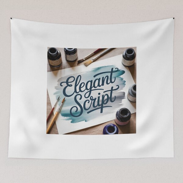 Item preview, Watercolor Hand Lettering Art – Script Font with Paintbrushes and Ink Flat Lay designed and sold by piak-store.