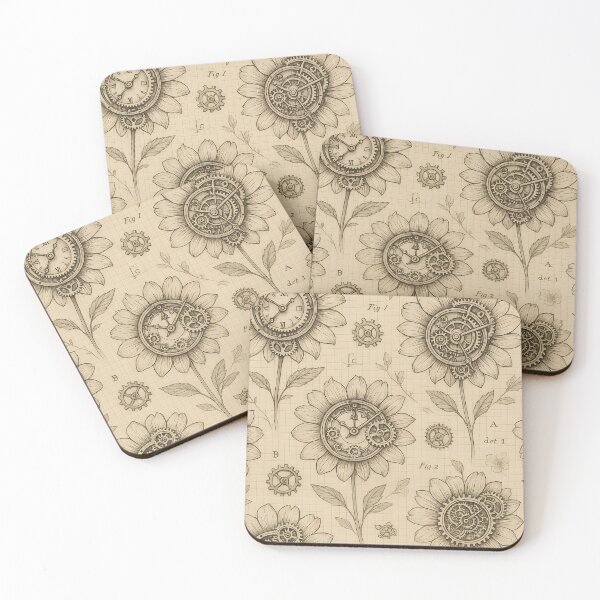Item preview,  Vintage Clockwork Sunflowers Seamless Pattern designed and sold by SassyArtistry.