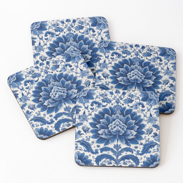 Item preview, Antique Royal Blue Azulejos Portugal Flower Pattern designed and sold by GrinGalore.