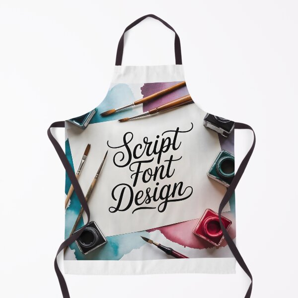 Item preview, Watercolor Hand Lettering Art – Script Font with Paintbrushes and Ink Flat Lay designed and sold by piak-store.