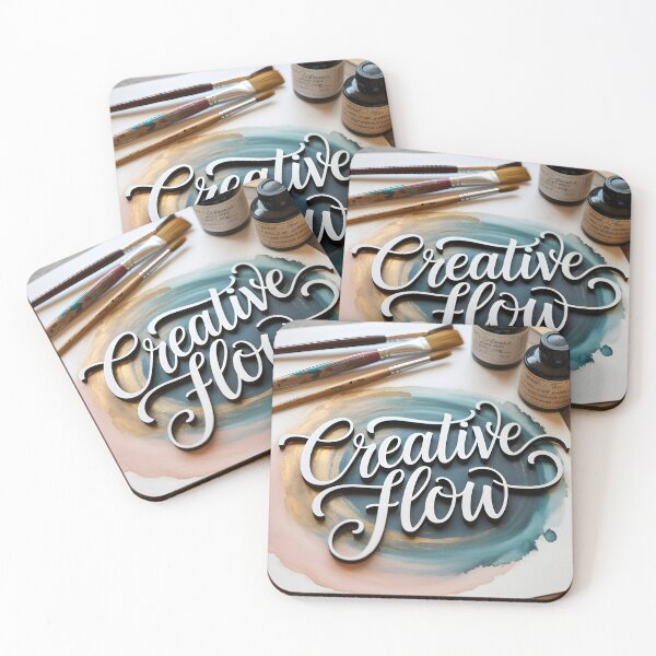 Item preview, Watercolor Hand Lettering Art – Script Font with Paintbrushes and Ink Flat Lay designed and sold by piak-store.