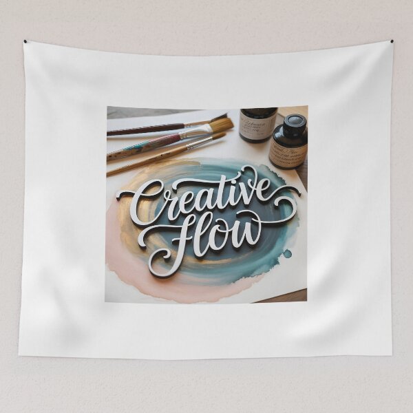 Item preview, Watercolor Hand Lettering Art – Script Font with Paintbrushes and Ink Flat Lay designed and sold by piak-store.