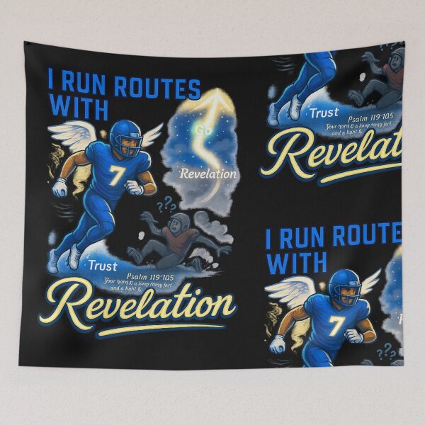 Item preview, Scripture Sports Gear Bag – “I Run Routes with Revelation” | Christian Athlete Duffle Bag for Faith-Fueled Training designed and sold by FaithDripStudio.