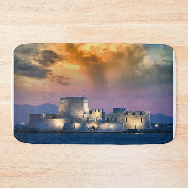 Item preview, Dramatic sky sunset over the castle Bourtzi in Nafplio designed and sold by goceris.