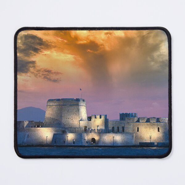 Item preview, Dramatic sky sunset over the castle Bourtzi in Nafplio designed and sold by goceris.