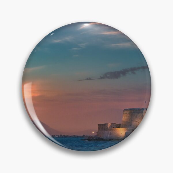 Item preview, Dramatic sky sunset over the castle Bourtzi in Nafplio, Peloponnese, Greece designed and sold by goceris.