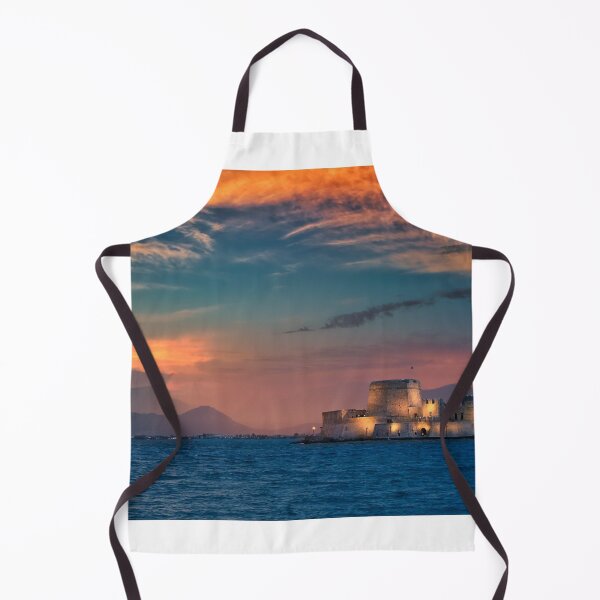 Item preview, Dramatic sky sunset over the castle Bourtzi in Nafplio, Peloponnese, Greece designed and sold by goceris.