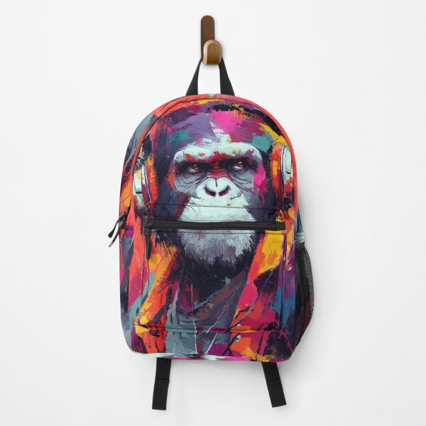 Item preview, DJ Monkey Thinker Colorful Jacket Ape With Headphones designed and sold by GrinGalore.