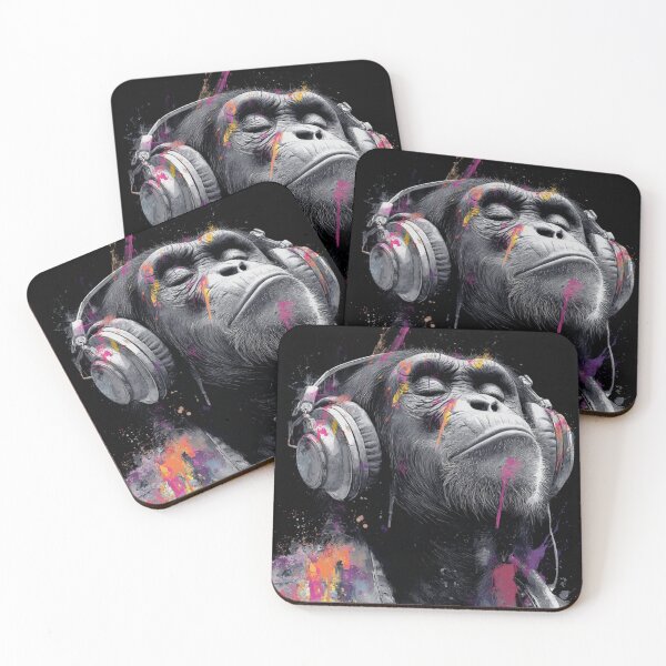 Item preview, DJ Monkey Thinker Grey Jacket Ape With Headphones designed and sold by GrinGalore.
